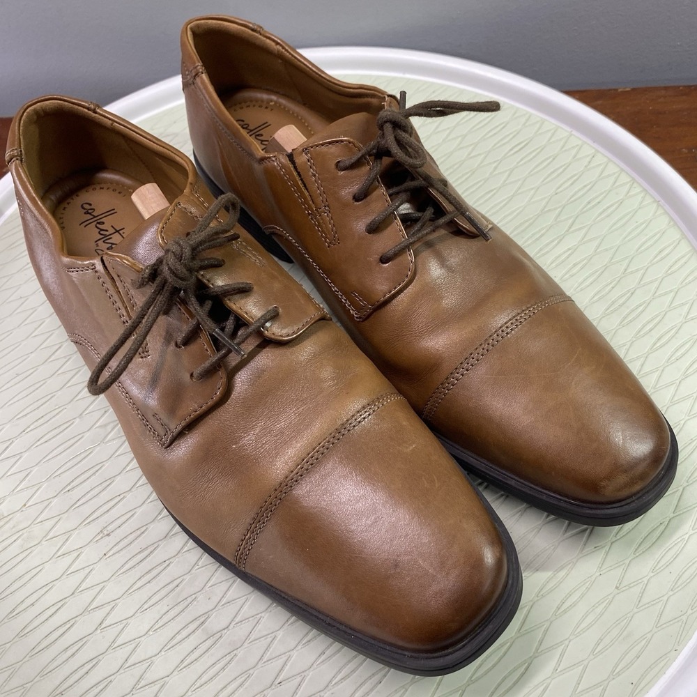 Clarks Mens Brown Oxford Leather Dress Shoe Sz. 11M